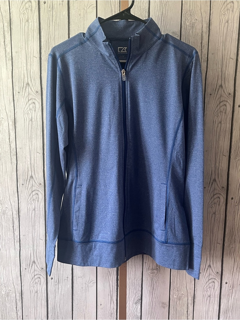 Cutter & Buck Women Shoreline Blue Heather Full Zip Performance Jacket LG NWT